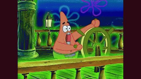 patrick star from spongebob is holding the steering wheel