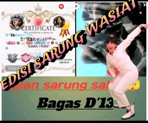 a picture of a girl with the words " edisi sarung wasia " on the bottom