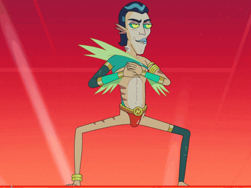 a cartoon character with the letter n on his waist
