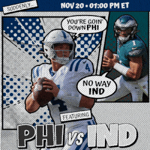 a poster for a football game between phil and ind