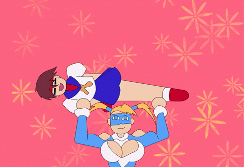 a cartoon drawing of a man holding a girl in his arms