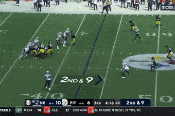 a football game between the patriots and the steelers is being played on cbs