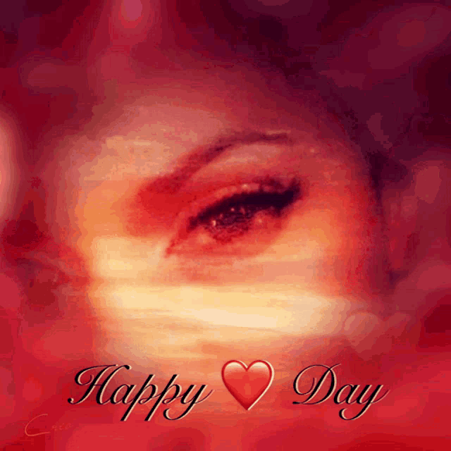 a happy day card with a woman 's eye