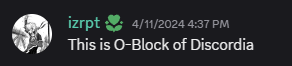 a screenshot of a message from izrpt on 4/11/2024