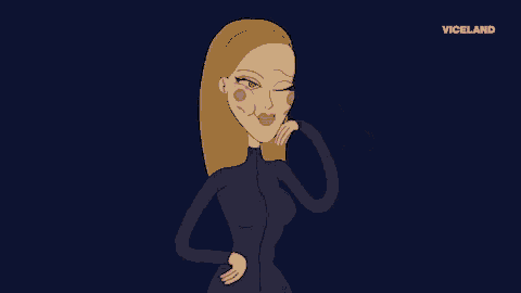 a cartoon of a woman blowing a kiss with the word viceland in the corner