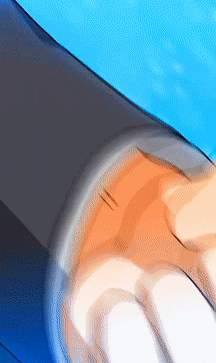 a close up of a cartoon character 's hand with a blue sky in the background
