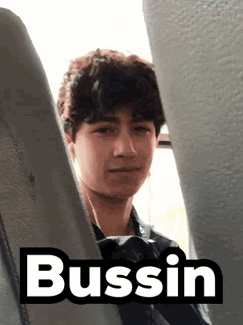 a picture of a young man with the name bussin on the bottom