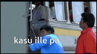 a man in a red shirt is standing next to a man in a blue shirt with the words kasu ille pa written on the bottom