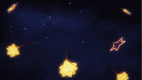 the moon is surrounded by stars in a dark sky