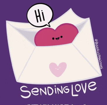 an envelope with a heart in it and the words sending love below it