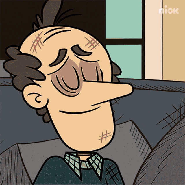 a cartoon drawing of a man with a # on his face