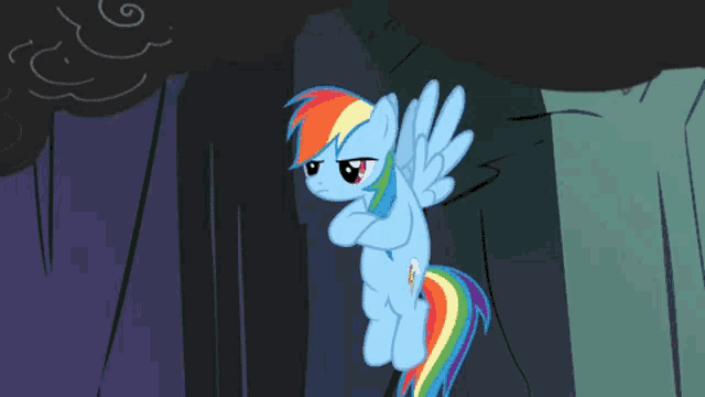 a cartoon drawing of a pony with a rainbow mane