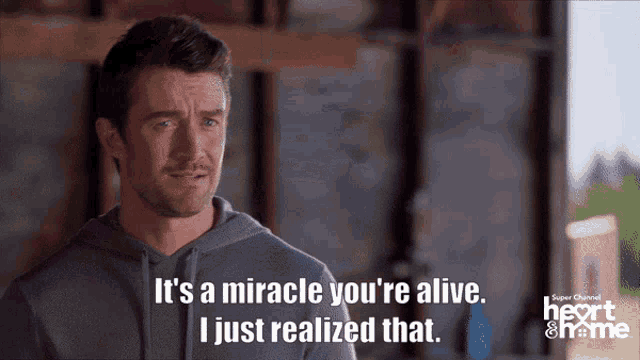 a man in a hoodie says it 's a miracle you 're alive