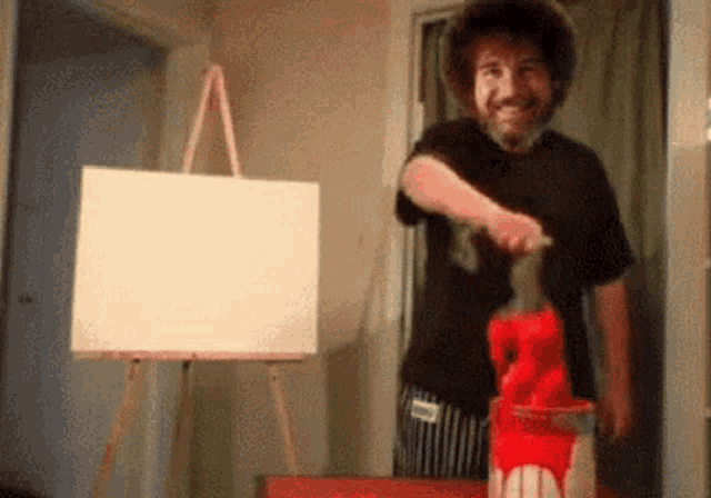 Bob Ross Painting GIF - Bob Ross Painting Red Paint GIFs