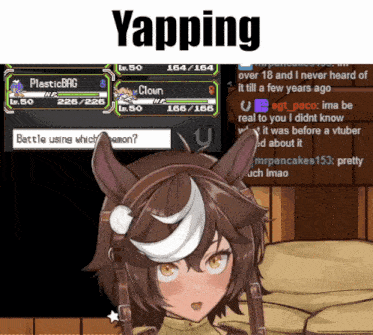 a screenshot of a video game with the word yapping on the bottom