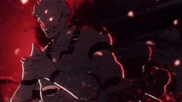 a drawing of a man with red eyes holding a knife