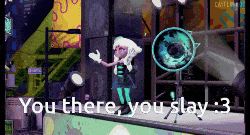 a cartoon character says you there you slay