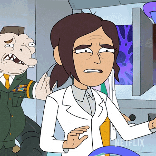 a cartoon of a woman with a netflix logo on the bottom right