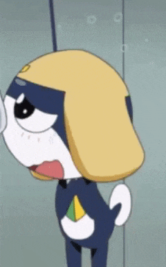 a close up of a cartoon character wearing a helmet .