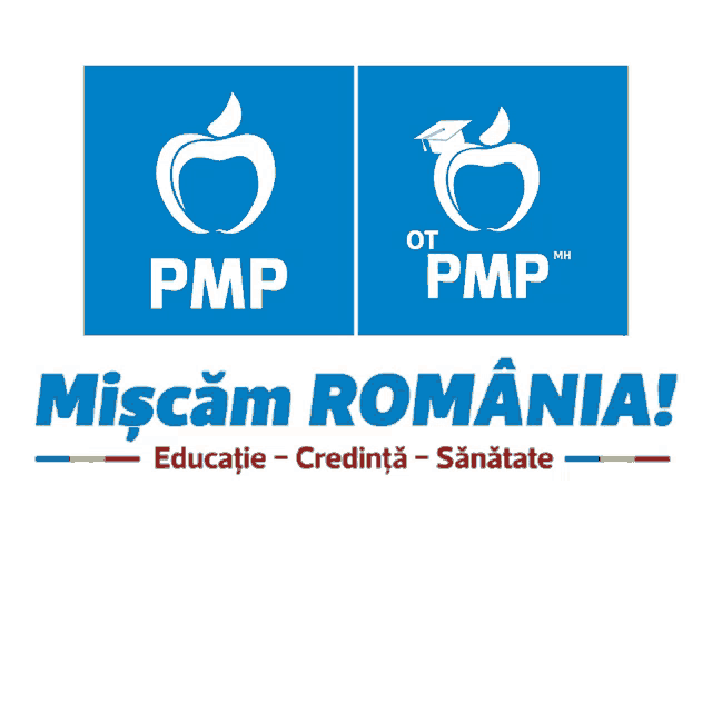 a blue and white logo that says pmp and miscam romania