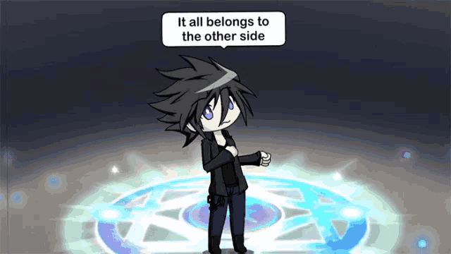 a cartoon character says it all belongs to the other side in a speech bubble
