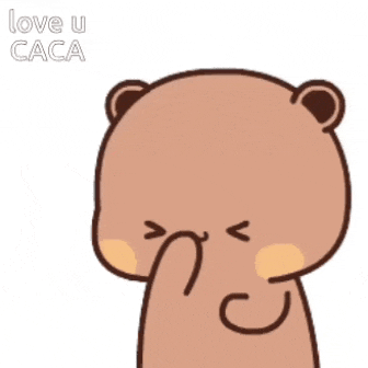 a cartoon bear with a heart in its eye and the words love u caca written on the bottom