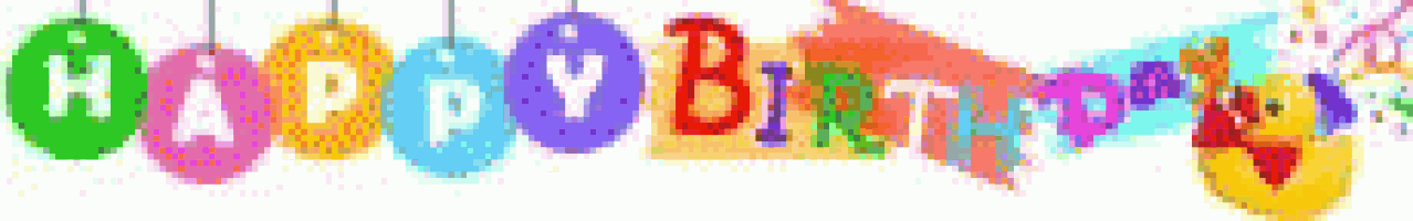 a colorful banner that says happy birthday is hanging from a string