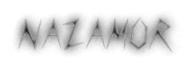 a black and white image of the word nazamor on a white background .