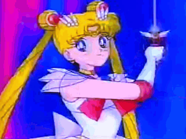a cartoon character with a sword in her hand