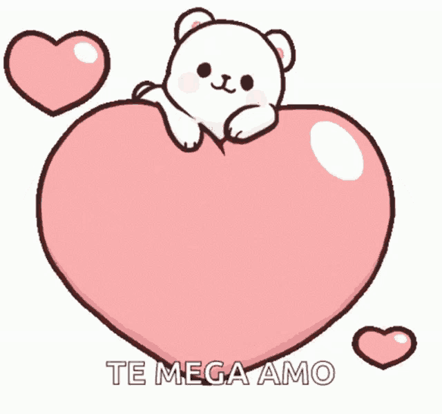 a teddy bear is laying on top of a large pink heart surrounded by other hearts .