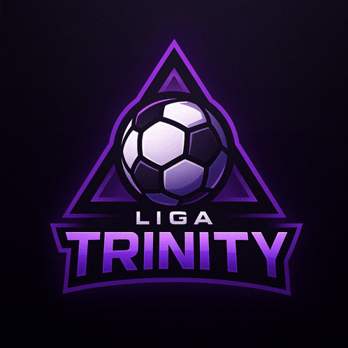 a logo for liga trinity with a soccer ball in a triangle