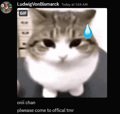 a gif of a cat with a tear coming out of its eye is posted by ludwig von bismarck