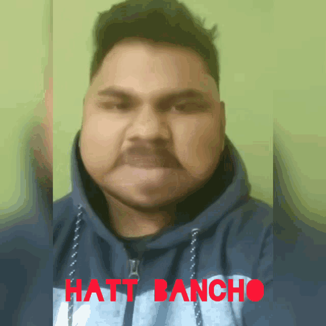a man wearing a hoodie with the name hatt bancho on the front