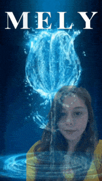 a picture of a girl with the name mely written on it