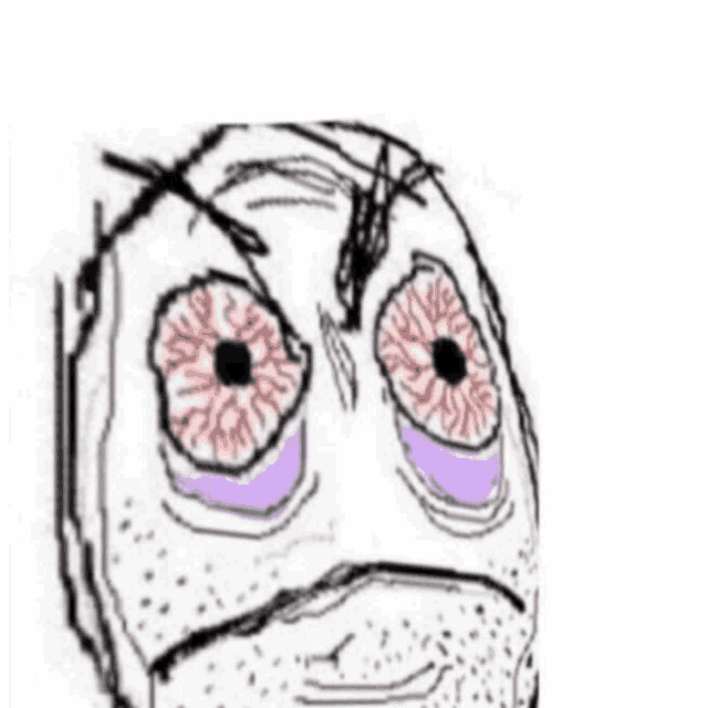 a drawing of a man 's face with a beard and red eyes .