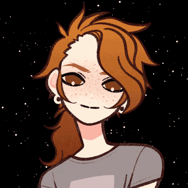 a cartoon drawing of a girl with red hair