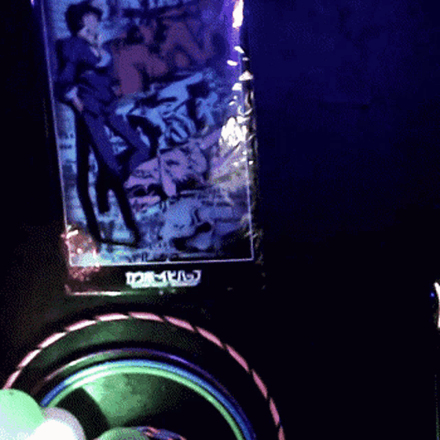 a picture of cowboy bebop is on a purple background