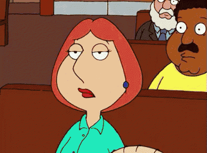 a cartoon of lois griffin is sitting in a church
