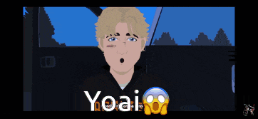 a cartoon drawing of a boy with the word yoai on it