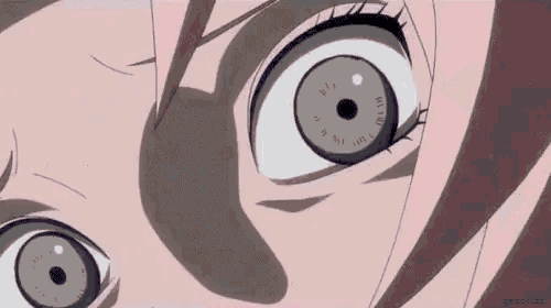 a close up of a cartoon character 's face with tears coming out of her eyes .