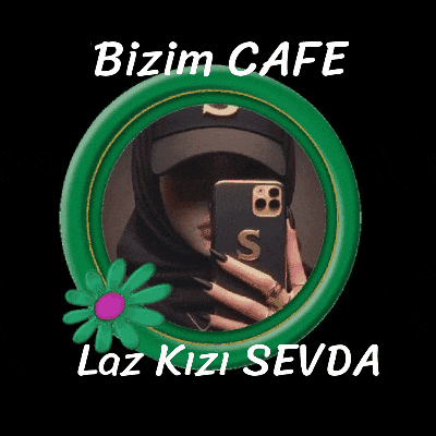 a picture of a woman taking a selfie with the words bizim cafe laz kizi sevda on the bottom