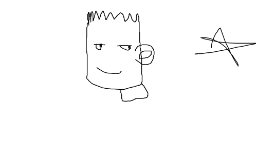 a black and white drawing of bart simpson 's face with a star next to it
