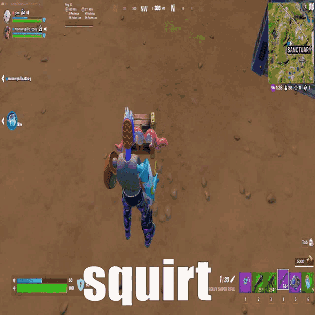 a screenshot of a video game with the word squirt on the bottom