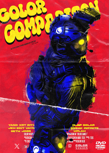 a movie poster for color comparison features a soldier