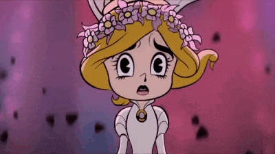 a cartoon girl with a flower crown on her head is standing in front of a pink background .