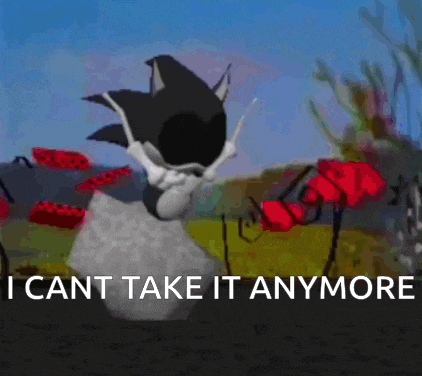 a picture of a cartoon character with the words " i can t take it anymore "
