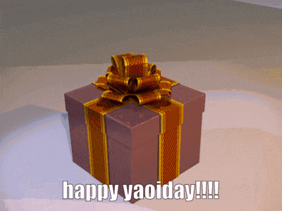a gift box with a bow and the words happy yaoiday on it