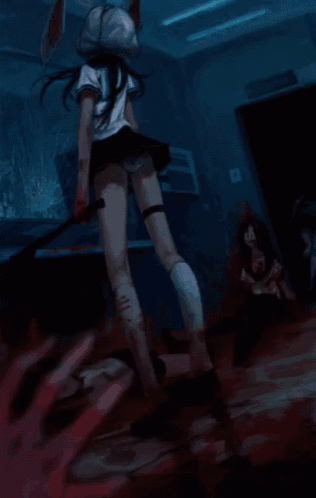 a girl in a bunny costume is holding a bat in her hand