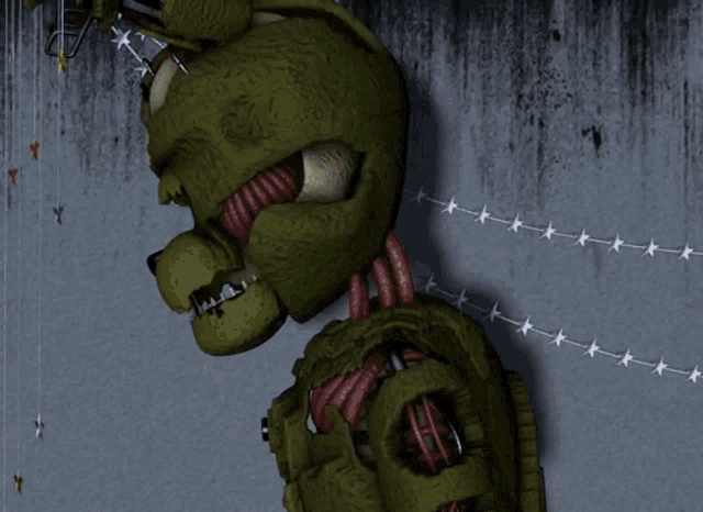 a cartoon character with a barbed wire fence around it