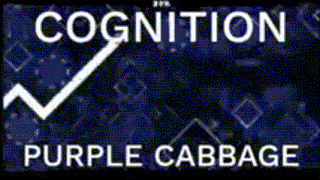a sign that says cognition purple cabbage in white letters